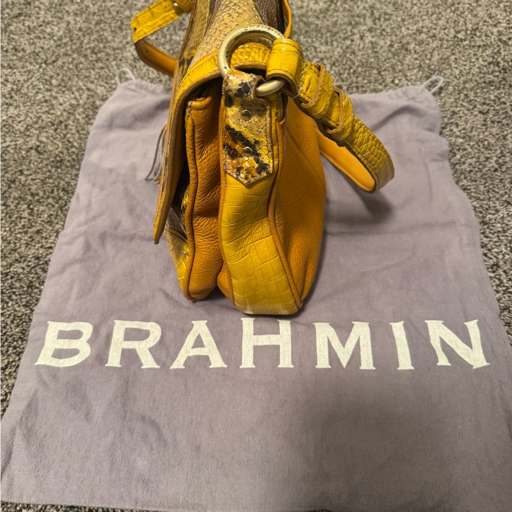 Brahmin Yellow Python Embossed Leather Crossbody … - image 2